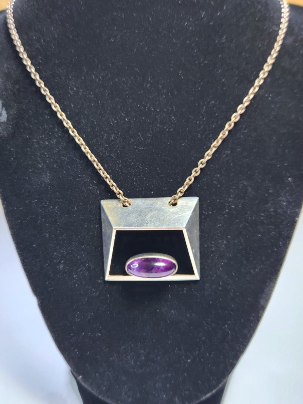 N.E. From Pendant Necklace Sterling Silver Amethyst: Danish Design